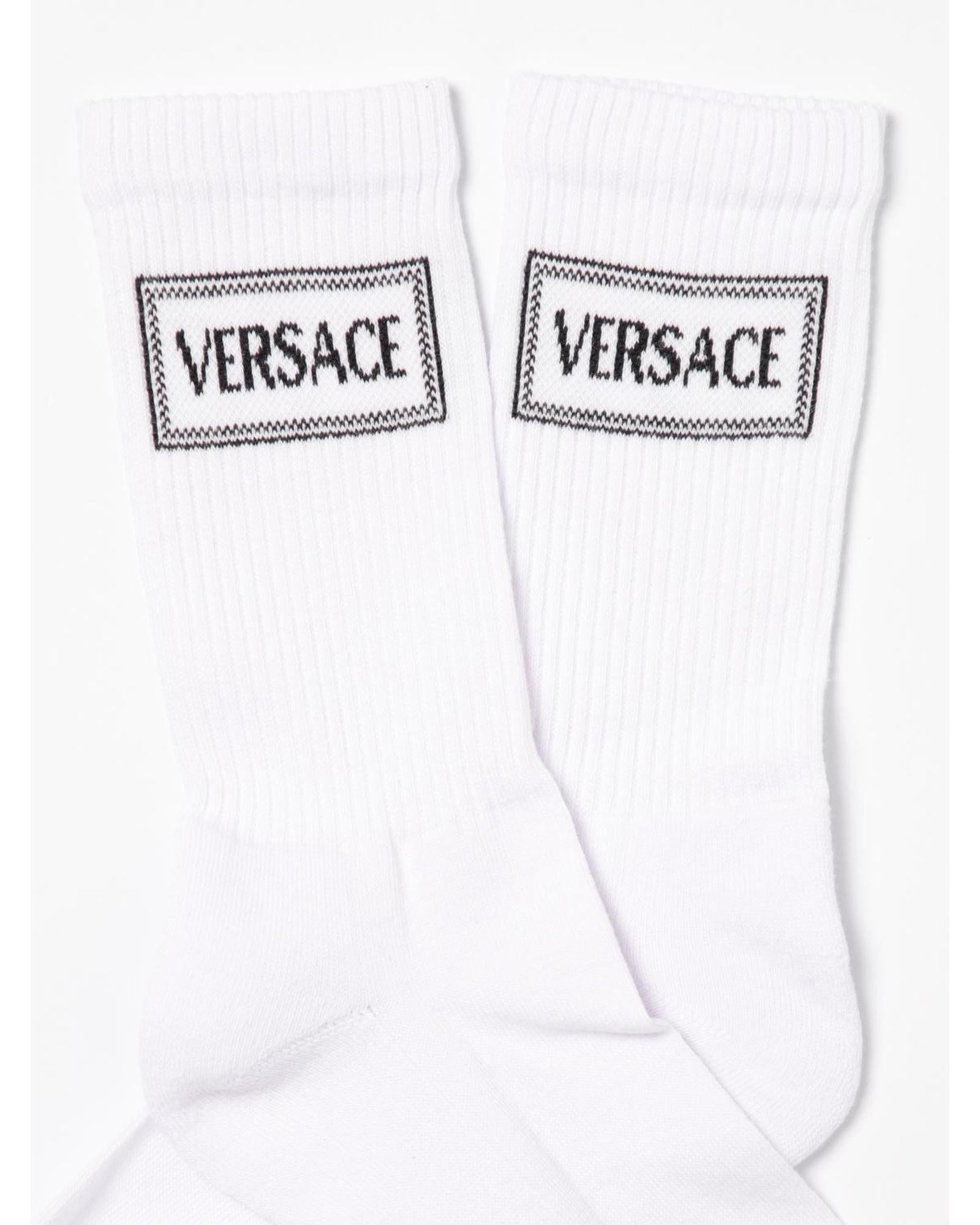 Versace Logo Crew Socks Kids White