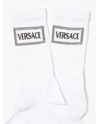 Versace Logo Crew Socks Kids White