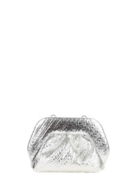 Themoire Women Bios Small Soft Clutch In Silver Laminated Hemp