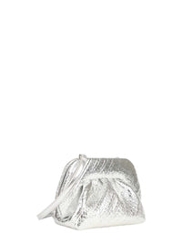 Themoire Women Bios Small Soft Clutch In Silver Laminated Hemp