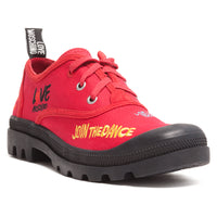 Love Moschino Red Lug Sole Embroidered Sneakers