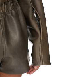 RICK OWENS Rick Owens Women Leather Bomber Jacket - Collared Mac Bomber Washed