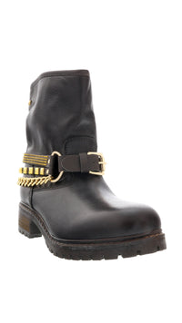 Love Moschino Gold Tone Embellished Biker Boots-