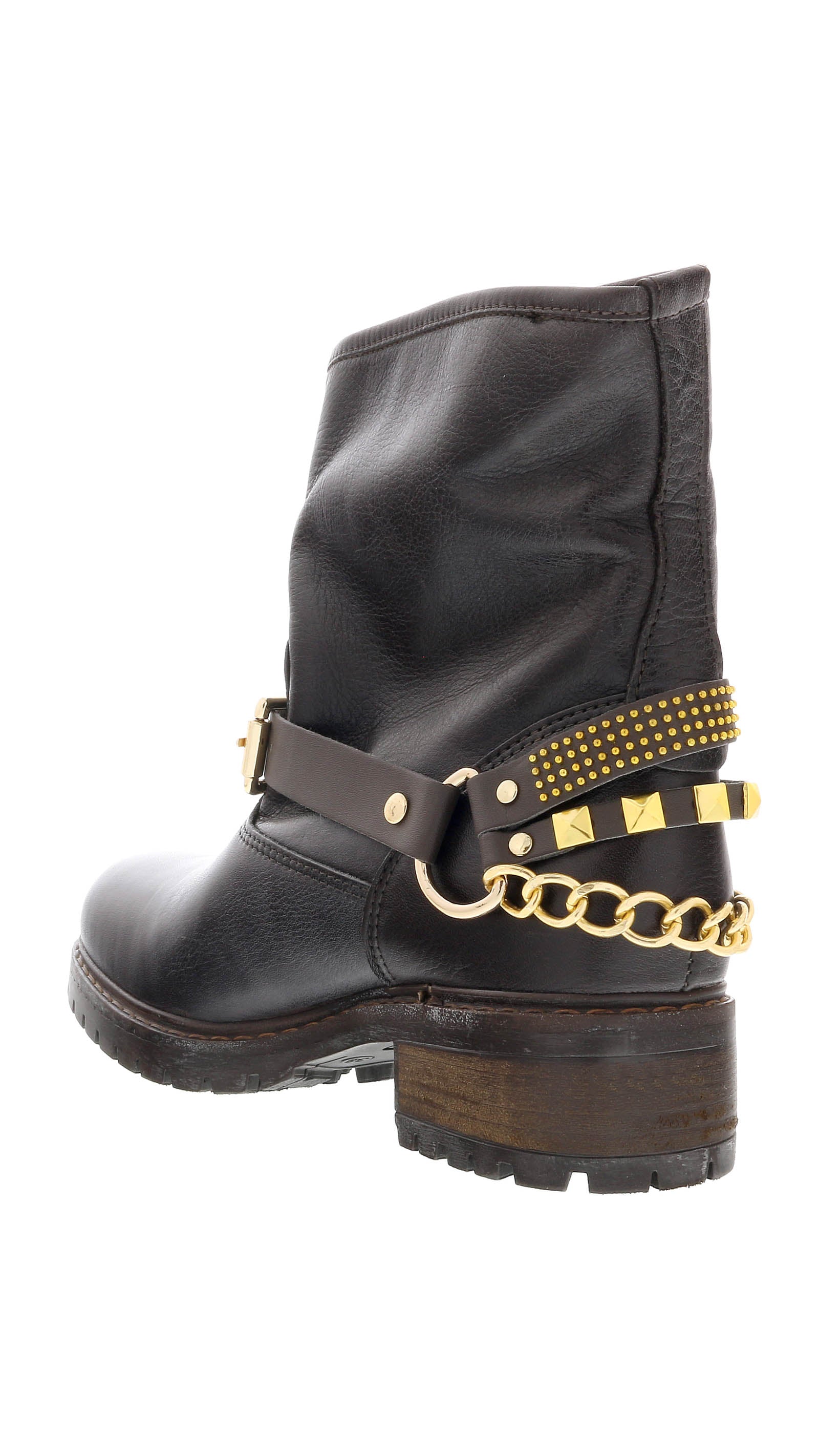 Love Moschino Gold Tone Embellished Biker Boots-
