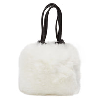 Tosca Blu White Small Faux Fur Bucket Bag