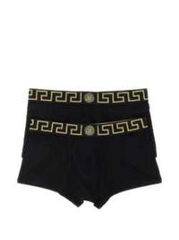 Versace Men Two-Pack Of Bi-Stretch Organic Cotton Boxers With Gold Logo