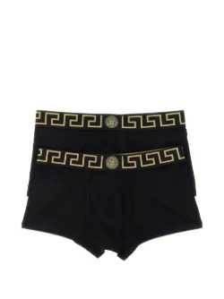 Versace Men Two-Pack Of Bi-Stretch Organic Cotton Boxers With Gold Logo
