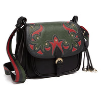 Tosca Blu Black/Red Medium Western Applique Shoulder Bag