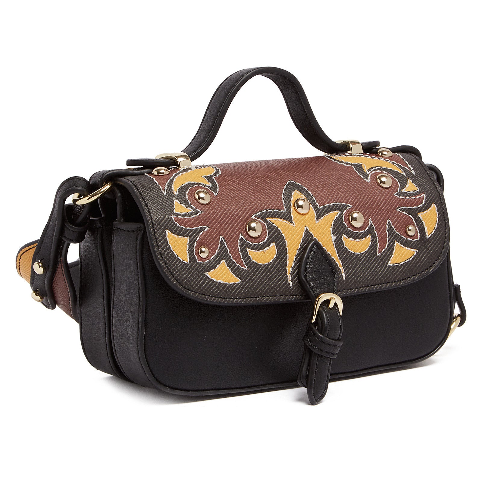 Tosca Blu Tan/Black Small Western Applique Shoulder Crossbody Bag