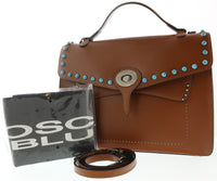 Tosca Blu Tan Small Western Inspired Beaded Flap Top Handle Bag