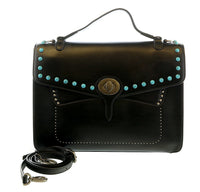 Tosca Blu Black Small Western Inspired Beaded Flap Top Handle Bag