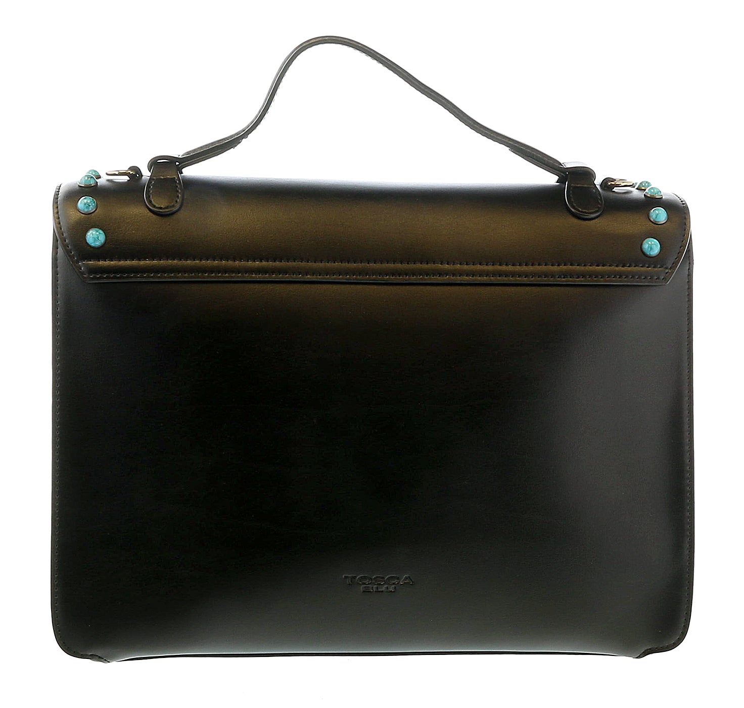 Tosca Blu Black Small Western Inspired Beaded Flap Top Handle Bag