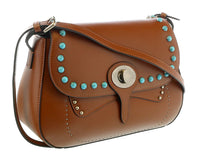 Tosca Blu Tan Small Western Inspired Beaded Boho Bag