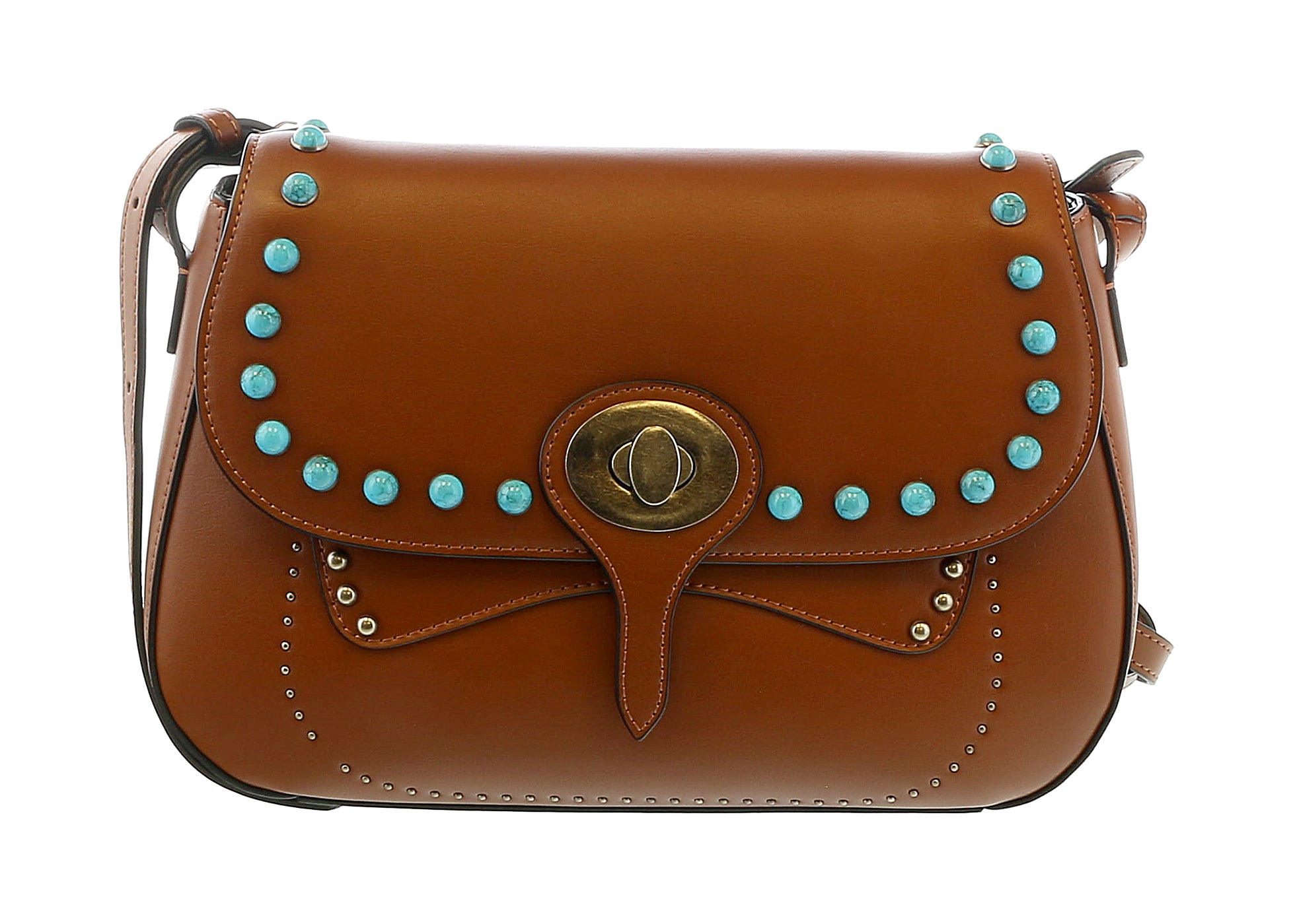 Tosca Blu Tan Small Western Inspired Beaded Boho Bag