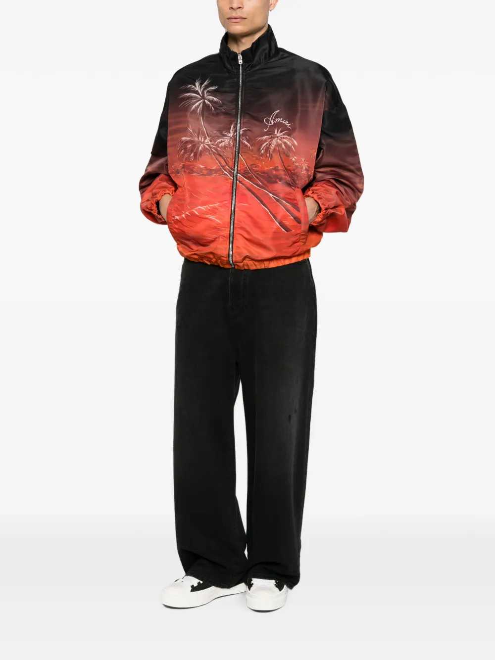 Amiri Men Zip-Up Jacket With Palm Print