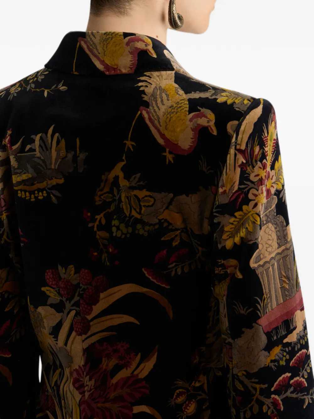 ETRO Etro Women Double-Breasted Cotton Velvet Jacket With Floral And Animal Print