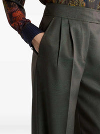 Etro Women Jacquard Wool Trousers With Pleats And Paisley Pattern