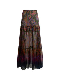 Etro Women Paisley-Print Silk Maxi Skirt
