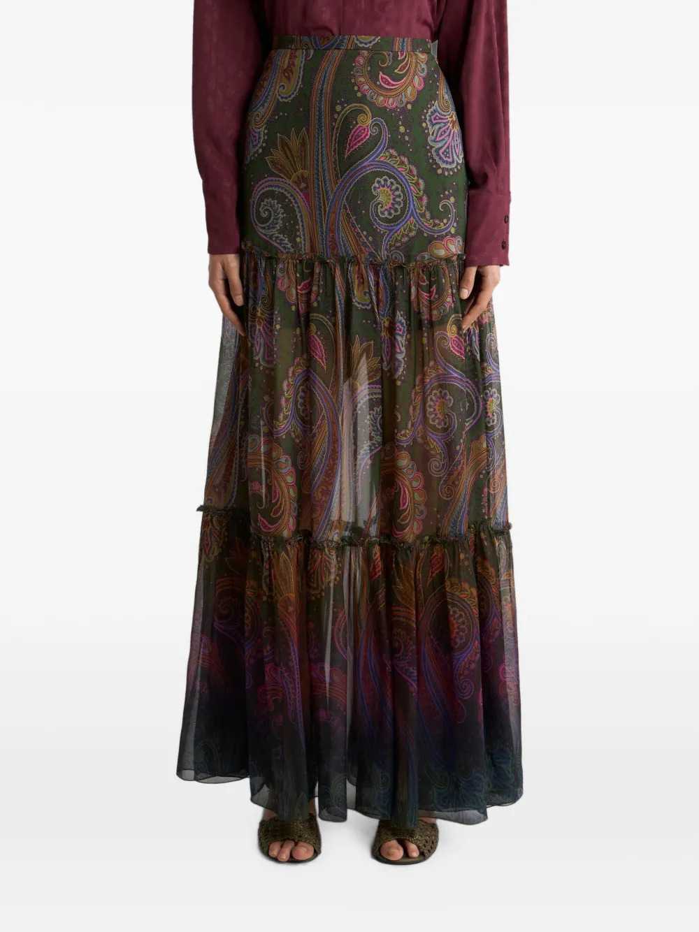 Etro Women Paisley-Print Silk Maxi Skirt