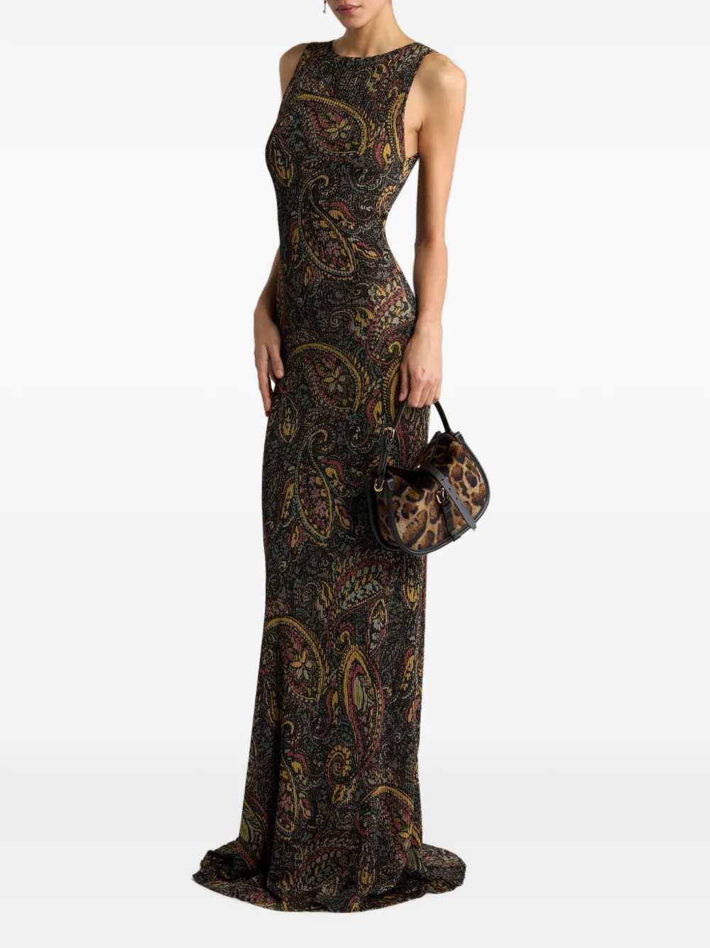 ETRO Etro Women Ribbed Maxi Dress With Paisley Floral Pattern