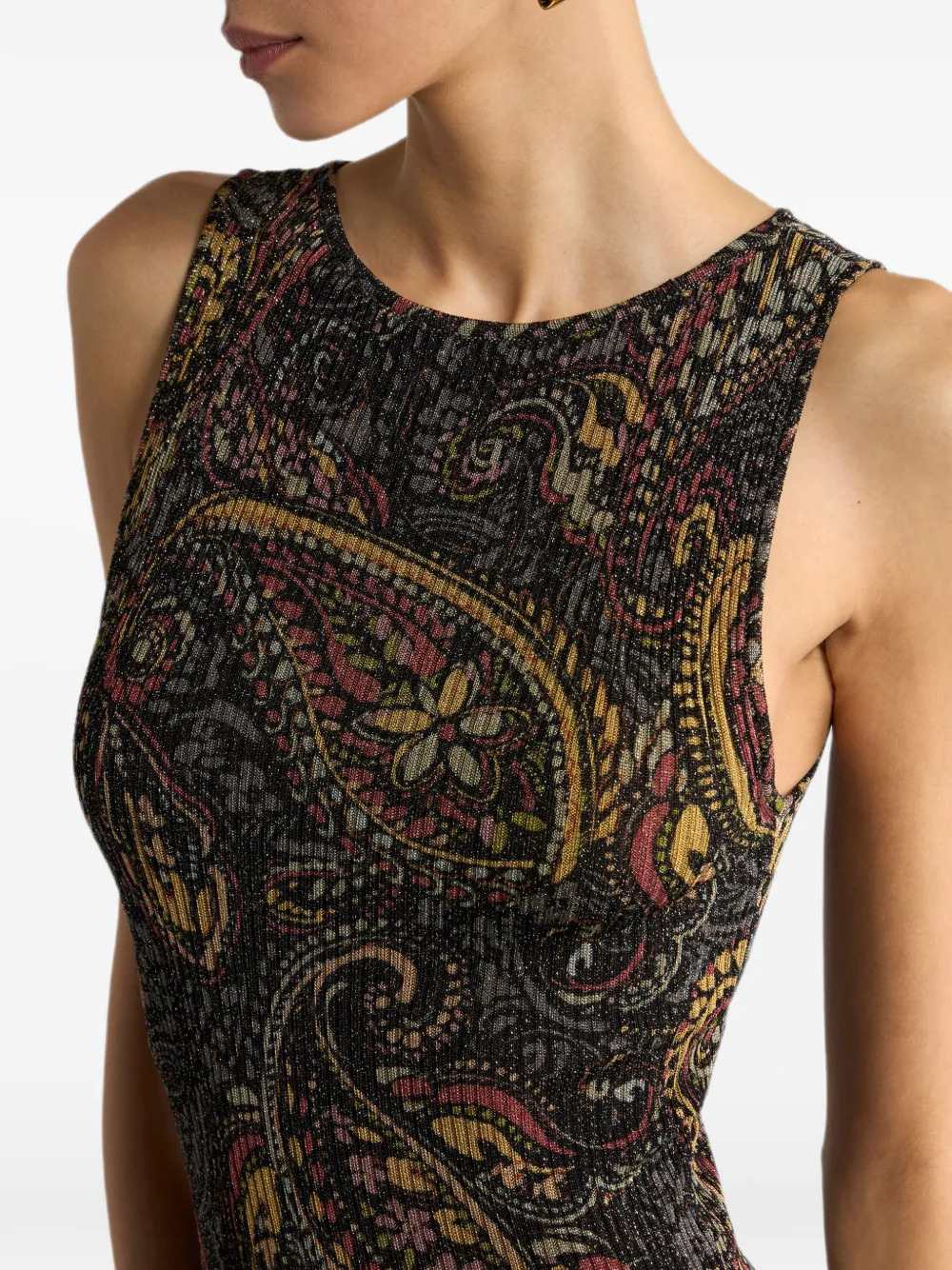ETRO Etro Women Ribbed Maxi Dress With Paisley Floral Pattern