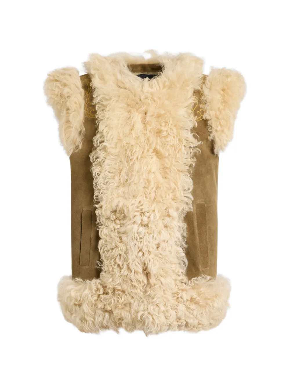 ETRO Etro Women Shearling Vest With Peacock Embroidery