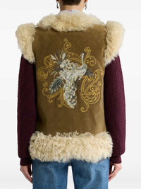ETRO Etro Women Shearling Vest With Peacock Embroidery