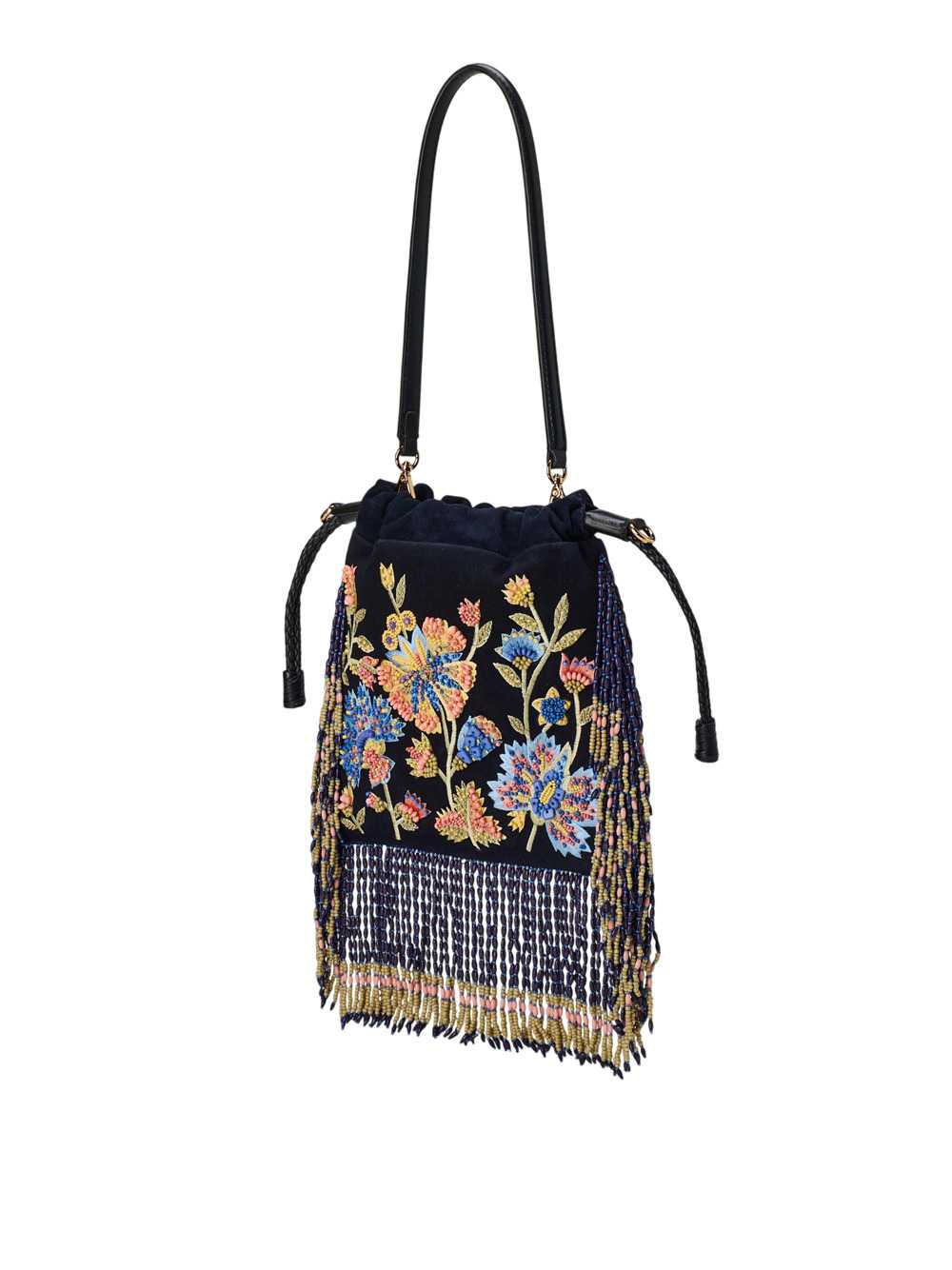 Etro Women Small Kalispera Suede Bag With Floral Embroidery And Pearls