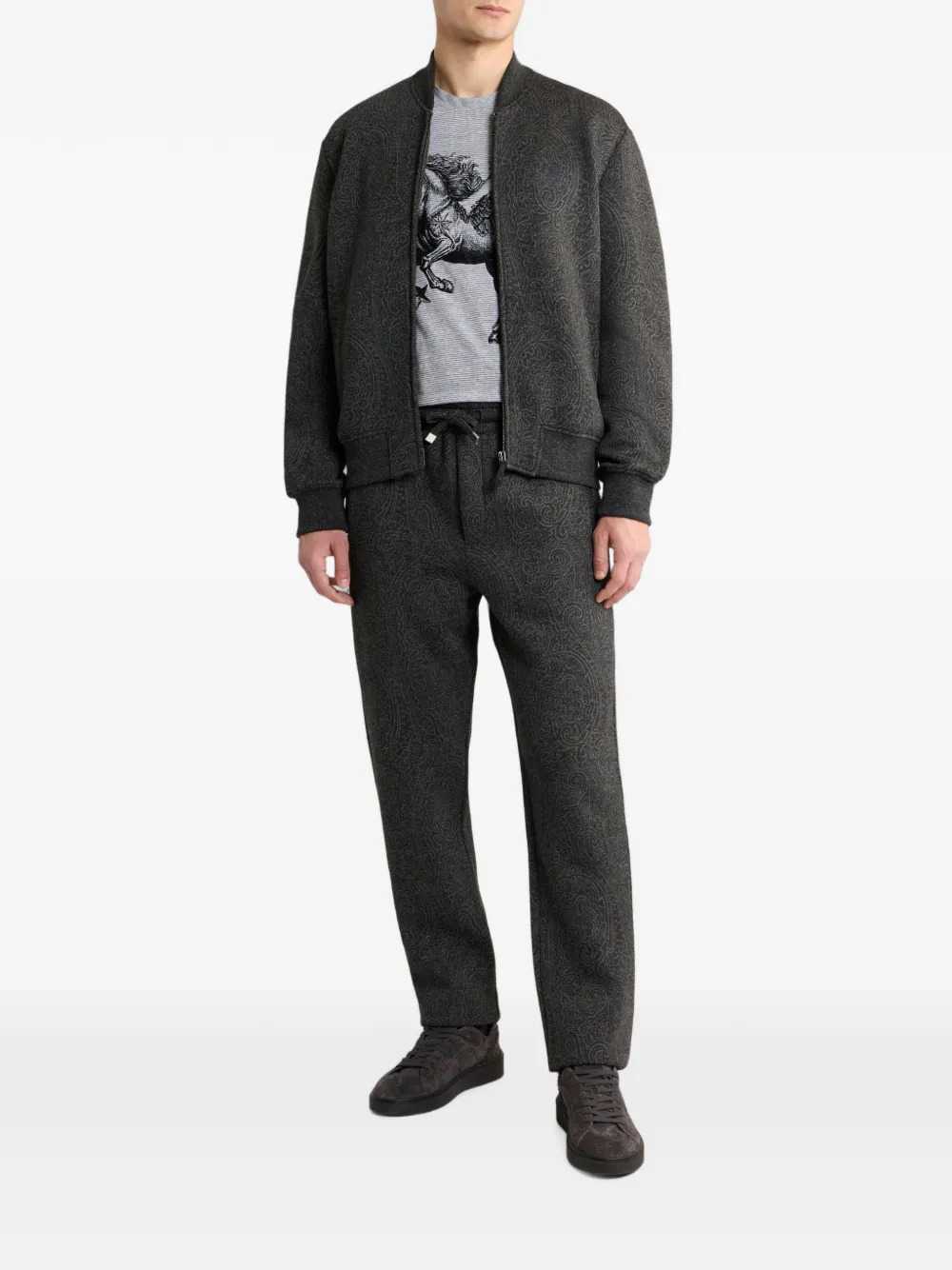Etro Men Jacquard Bomber Jacket With Arnica Motif