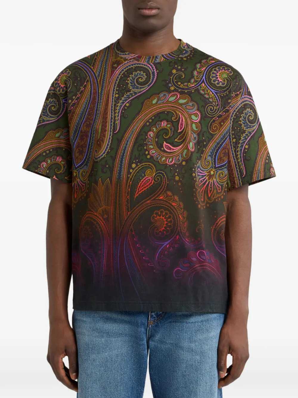 ETRO Etro Men Cotton Jersey T-Shirt With A Shaded Paisley Pattern