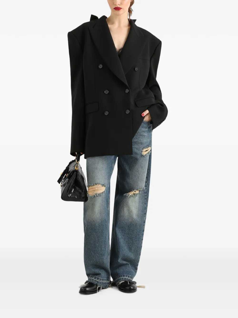 DOLCE & GABBANA Dolce & Gabbana Women Double-Breasted Wool Gabardine Jacket