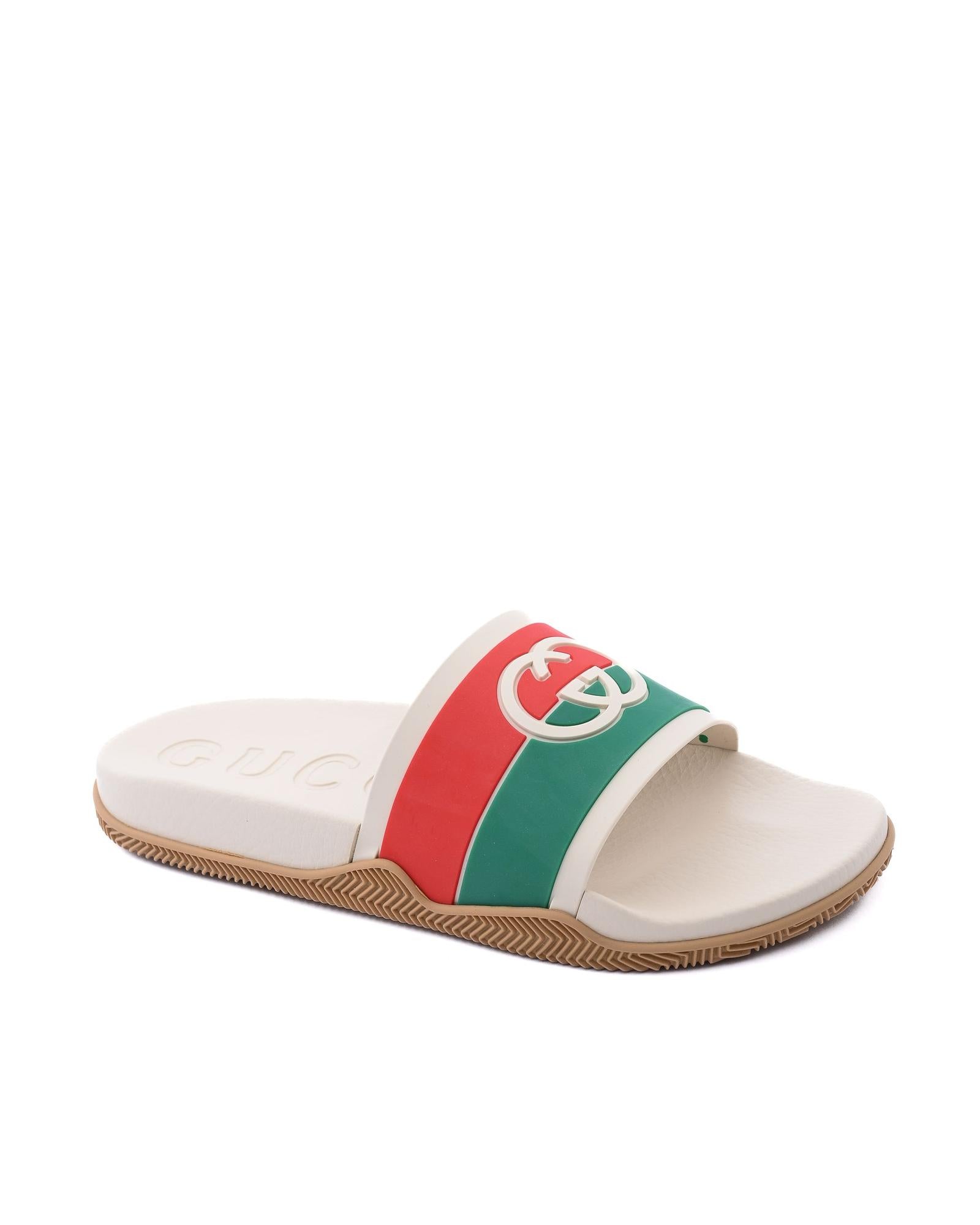 Gucci  GG Slide Sandals for Men - White