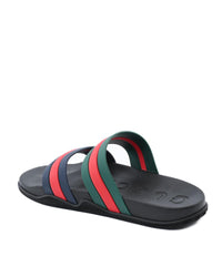 Gucci Mens Web Stripe Slide Sandals Black