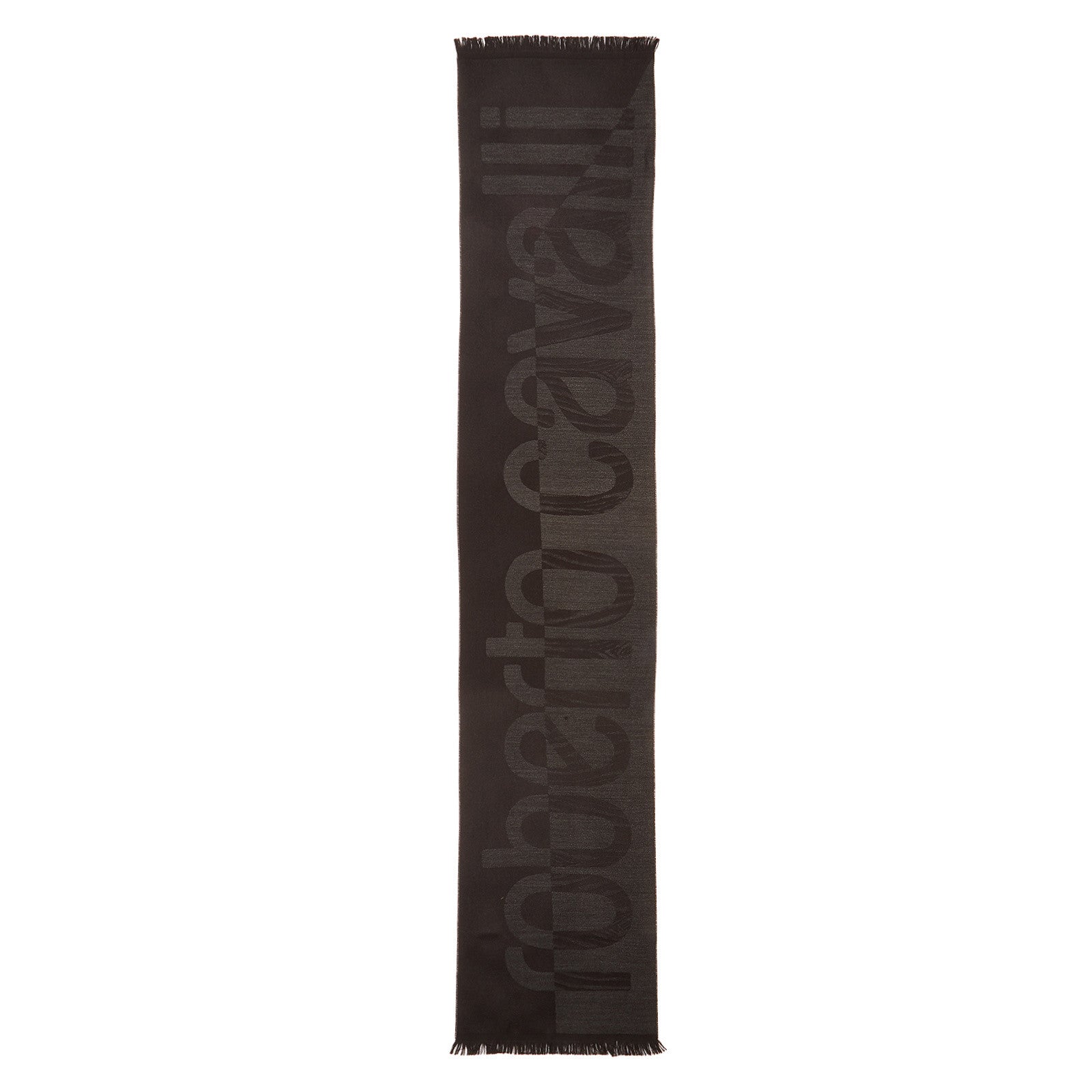 Roberto Cavalli black and navy Wool Blend Scarf