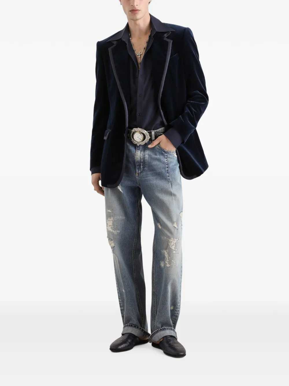 Dolce & Gabbana Men Sicilia Single-Breasted Velvet Jacket