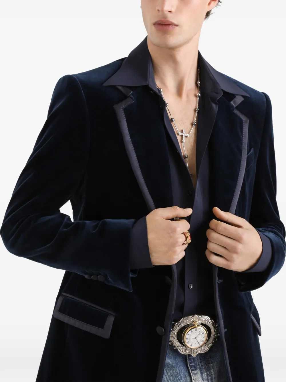 Dolce & Gabbana Men Sicilia Single-Breasted Velvet Jacket