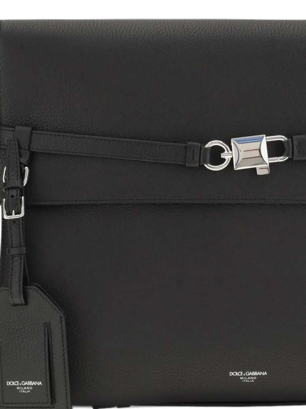 Dolce & Gabbana Men Leather Pouch With Padlock Detail