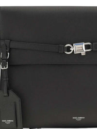Dolce & Gabbana Men Leather Pouch With Padlock Detail