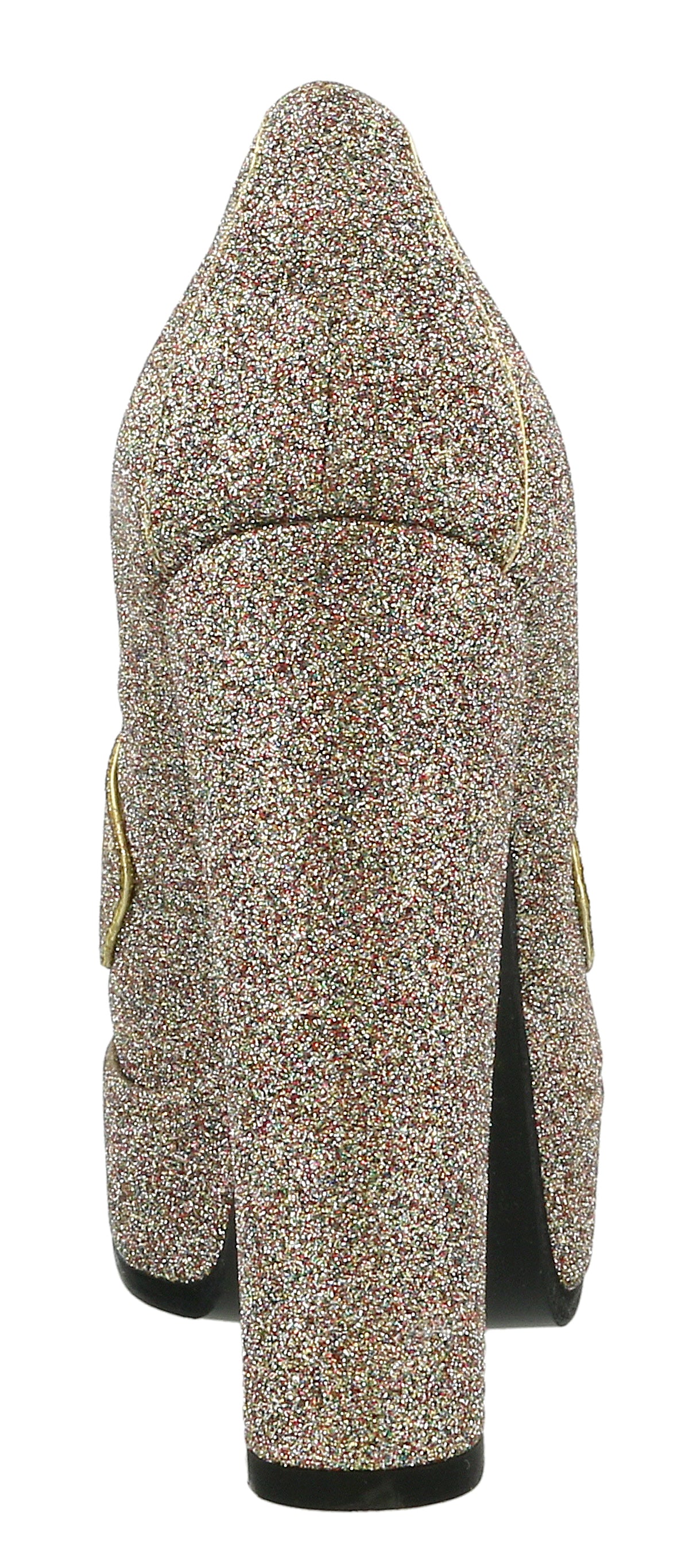 Roberto Cavalli Glitter Silver Gold Glitter Block High Heel -