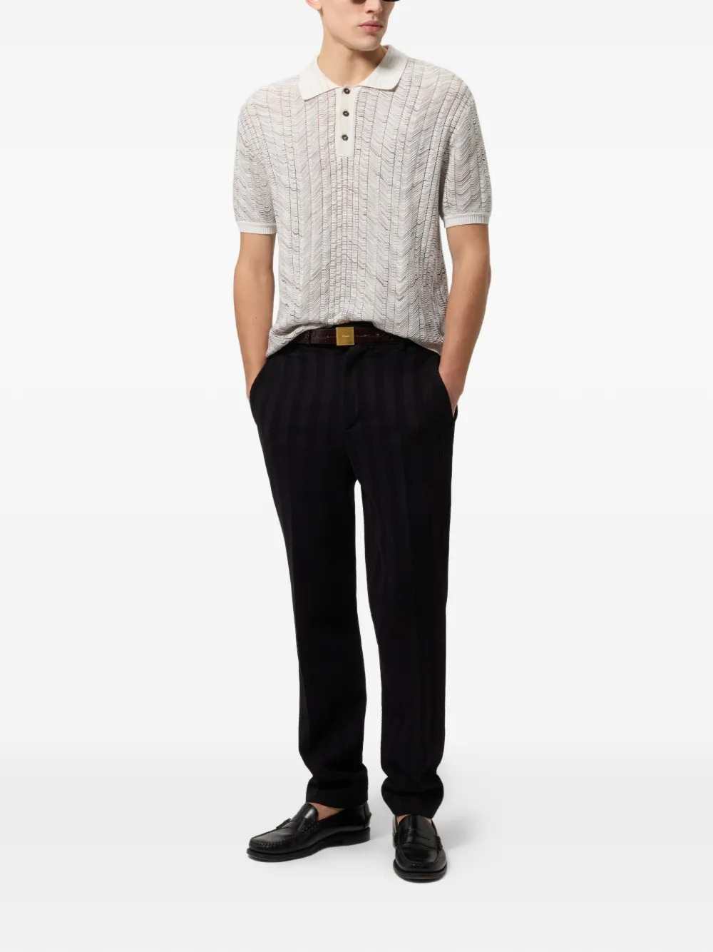 Missoni Men Open-Knit Cotton And Viscose Polo Shirt