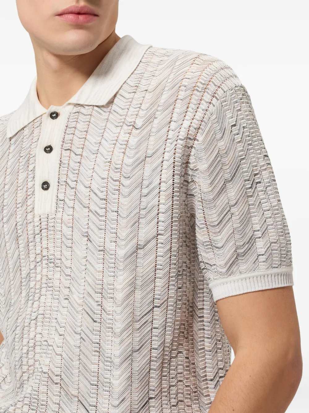 Missoni Men Open-Knit Cotton And Viscose Polo Shirt