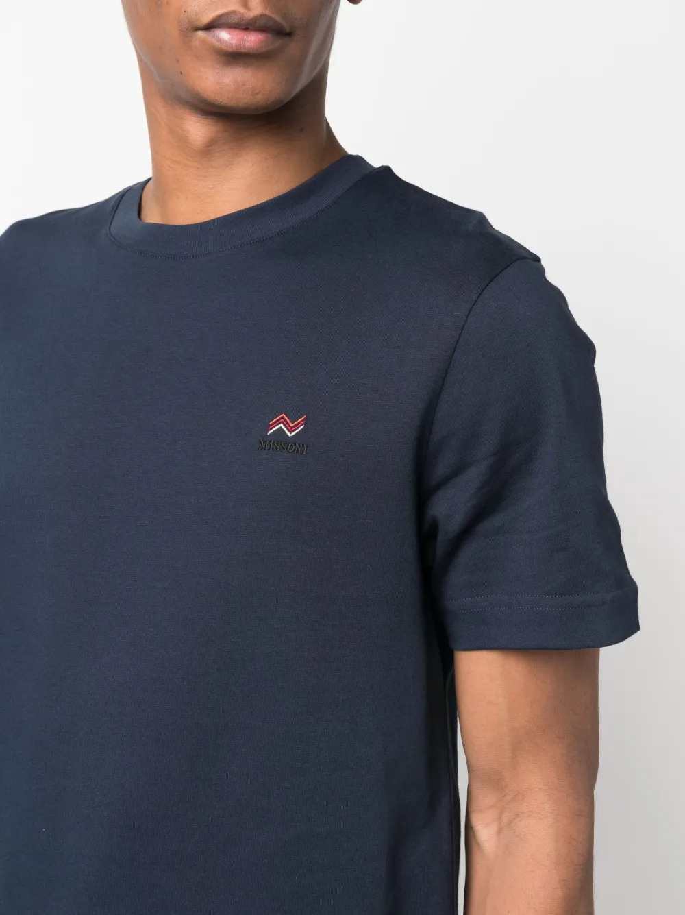 Missoni Men Embroidered Logo Cotton Crew-Neck T-Shirt