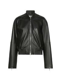 SPORTMAX Sportmax Women Nappa Leather Bomber Jacket - Black