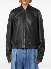 SPORTMAX Sportmax Women Nappa Leather Bomber Jacket - Black