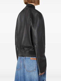 SPORTMAX Sportmax Women Nappa Leather Bomber Jacket - Black