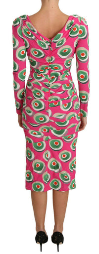 Dolce & Gabbana Pink Silk Cup Cake Sheath Stretch Women's Dress