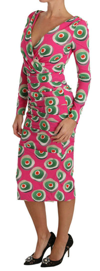 Dolce & Gabbana Pink Silk Cup Cake Sheath Stretch Women's Dress