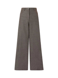 MAX MARA Max Mara Women Wide-Leg Felted Wool Trousers - Brown-Grey