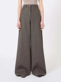 MAX MARA Max Mara Women Wide-Leg Felted Wool Trousers - Brown-Grey