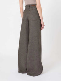 MAX MARA Max Mara Women Wide-Leg Felted Wool Trousers - Brown-Grey